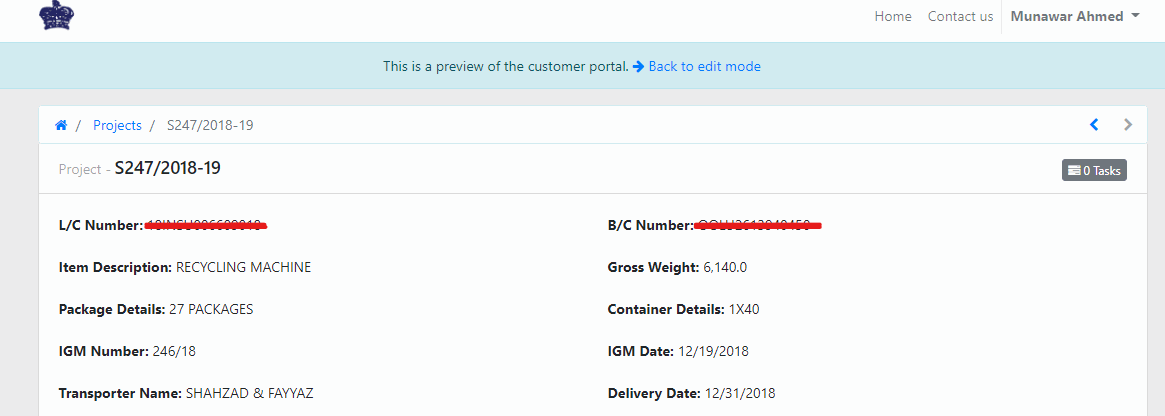 Shipment Details Portal